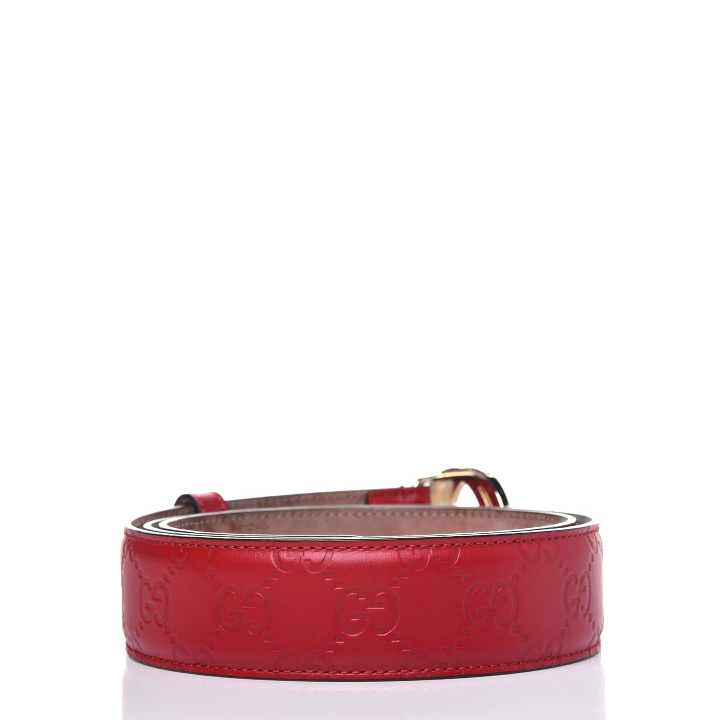Guccissima Signature Interlocking G 37mm Belt 90 36 Hibiscus Red