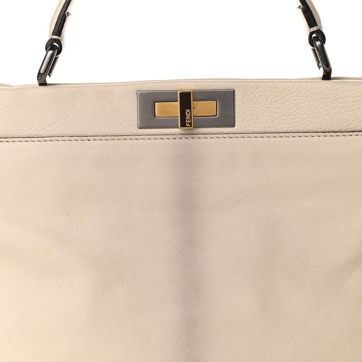 Fendi Goatskin Stingray Large Peekaboo Iconic Satchel White Pink 7 of 10
