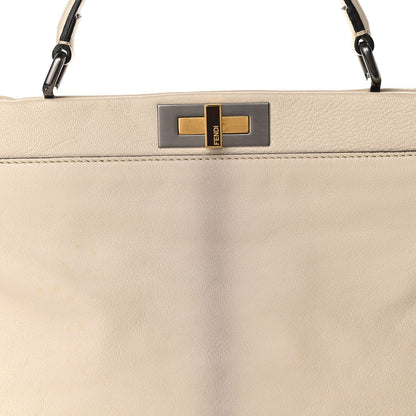Fendi Goatskin Stingray Large Peekaboo Iconic Satchel White Pink 7 of 10