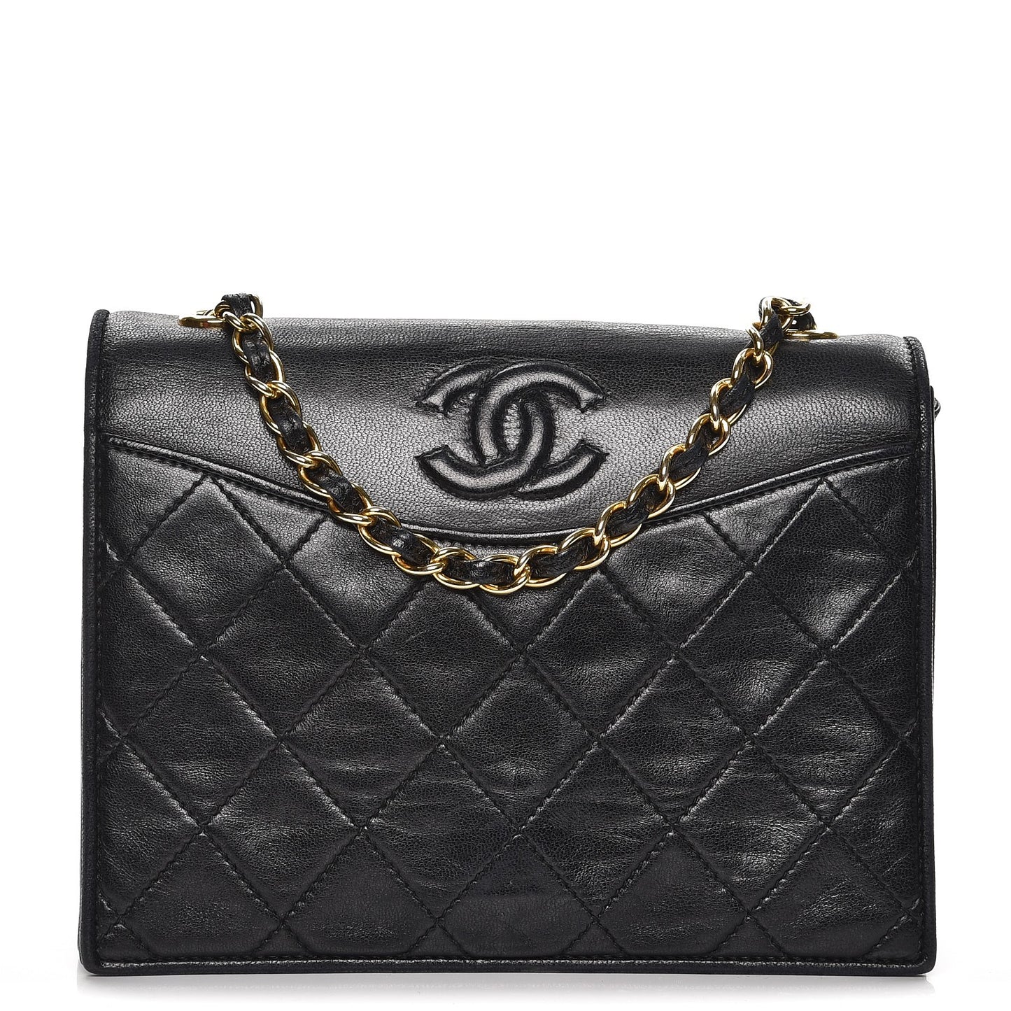 Lambskin Quilted CC Small Single Flap Black