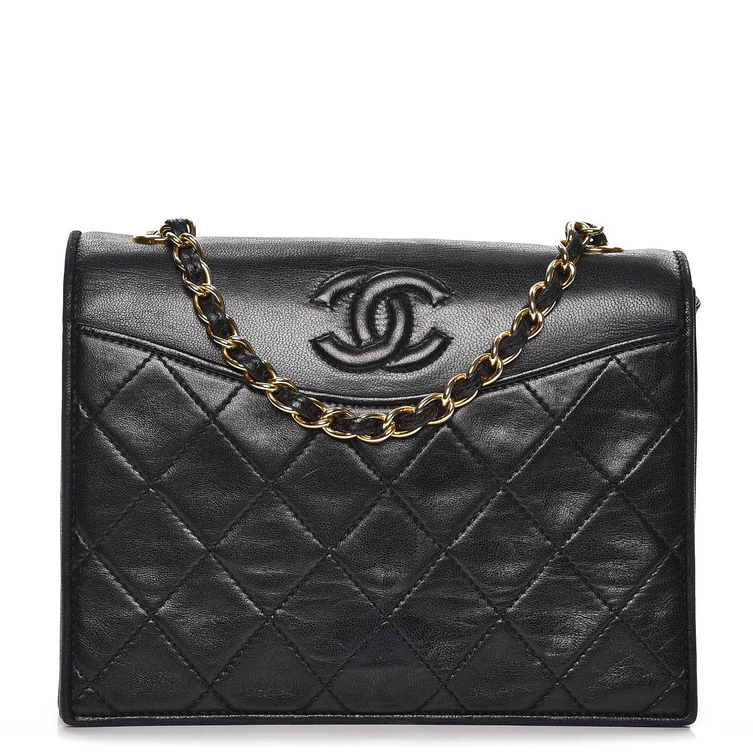 Chanel Lambskin Quilted CC Small Single Flap Black 1 of 8