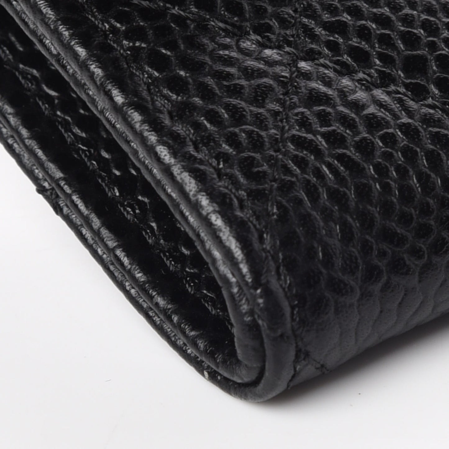 Caviar Quilted Flap Card Holder Black