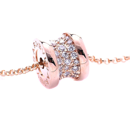 Bulgari 18K Rose Gold Diamond Small B.Zero1 Pave Pendant Necklace 4 of 8