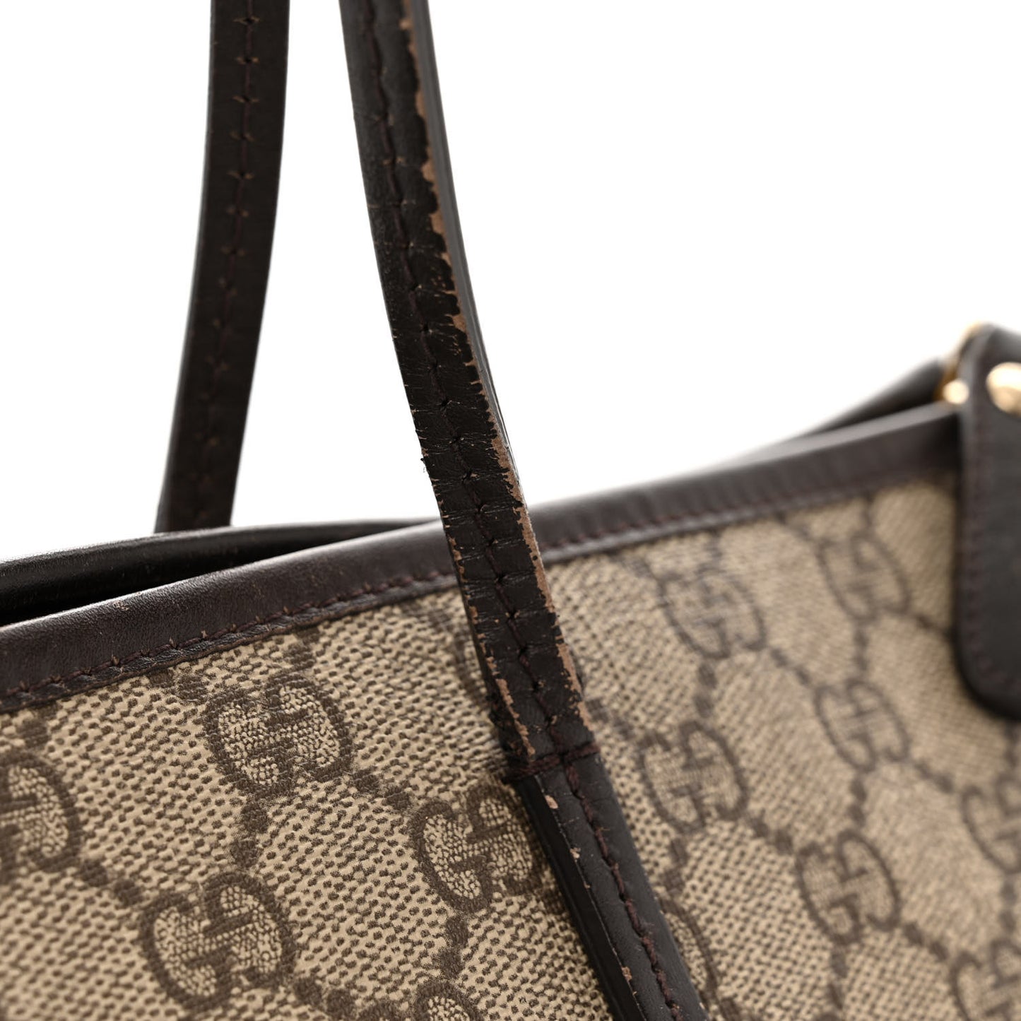GG Supreme Monogram Medium Zippered Tote Dark Brown