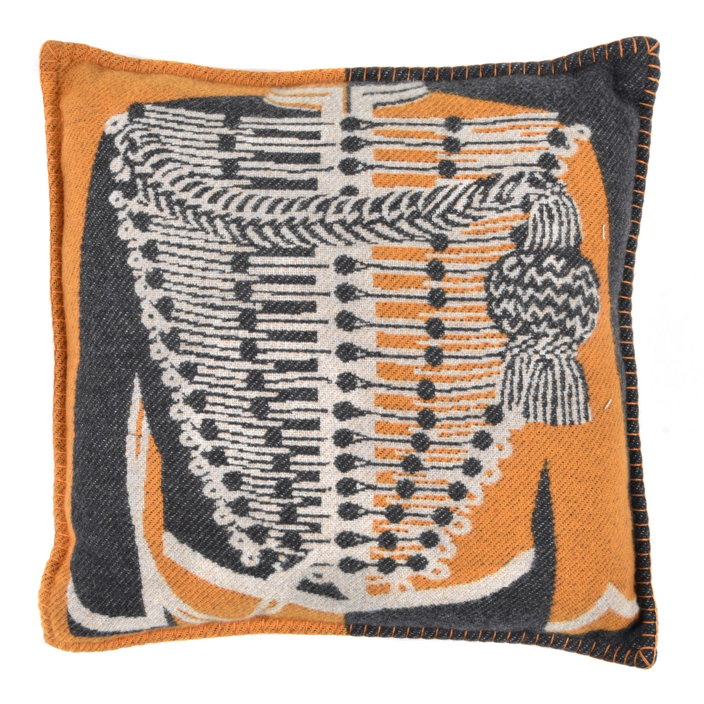 Wool Cashmere Brandebourgs Pillow Ambre Anthracite