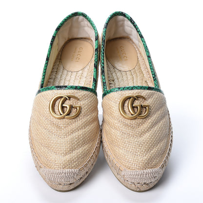 Gucci Straw Matelasse Elaphe GG Marmont Espadrilles 38 Natural New Shamarock 6 of 13