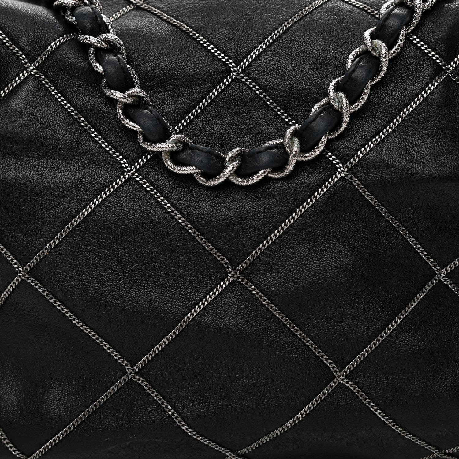 Chanel Calfskin Quilted Chain Stitch Bowler Bag Black 7 of 11
