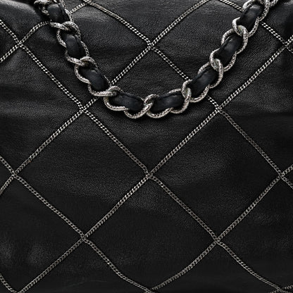 Chanel Calfskin Quilted Chain Stitch Bowler Bag Black 7 of 11