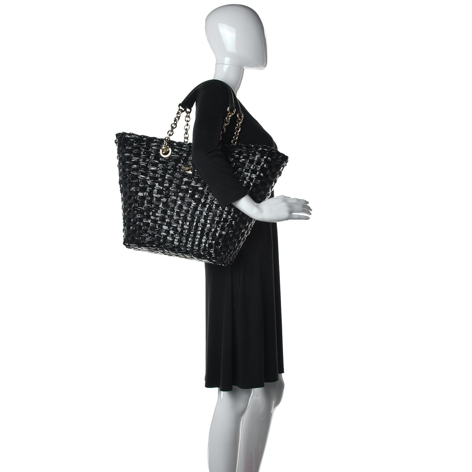 Dolce & Gabbana Vernice Vitello Raffia Woven Coffa Tote Black 2 of 11