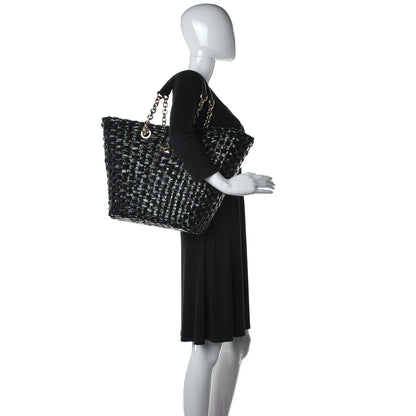 Dolce & Gabbana Vernice Vitello Raffia Woven Coffa Tote Black 2 of 11