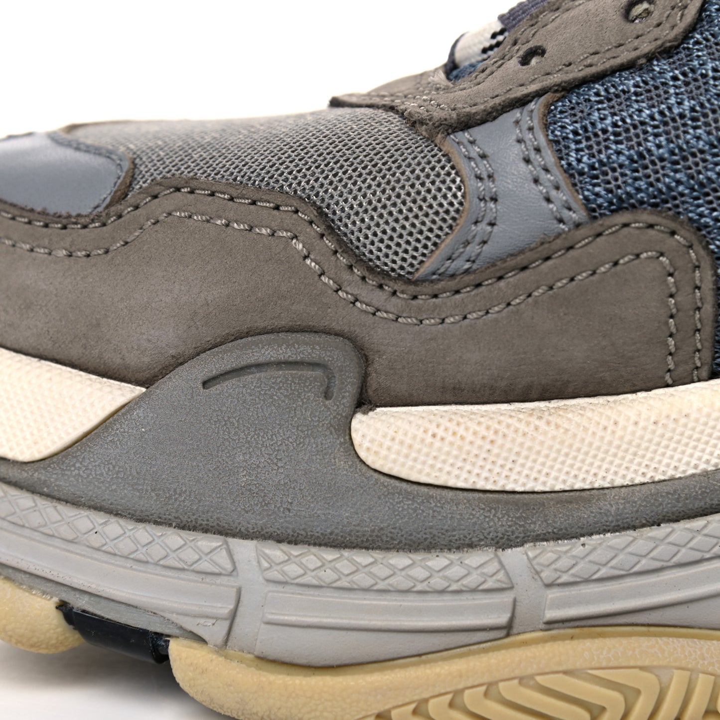 Fabric Mesh Mens Triple S Sneakers 41 Beige Bleu Gray