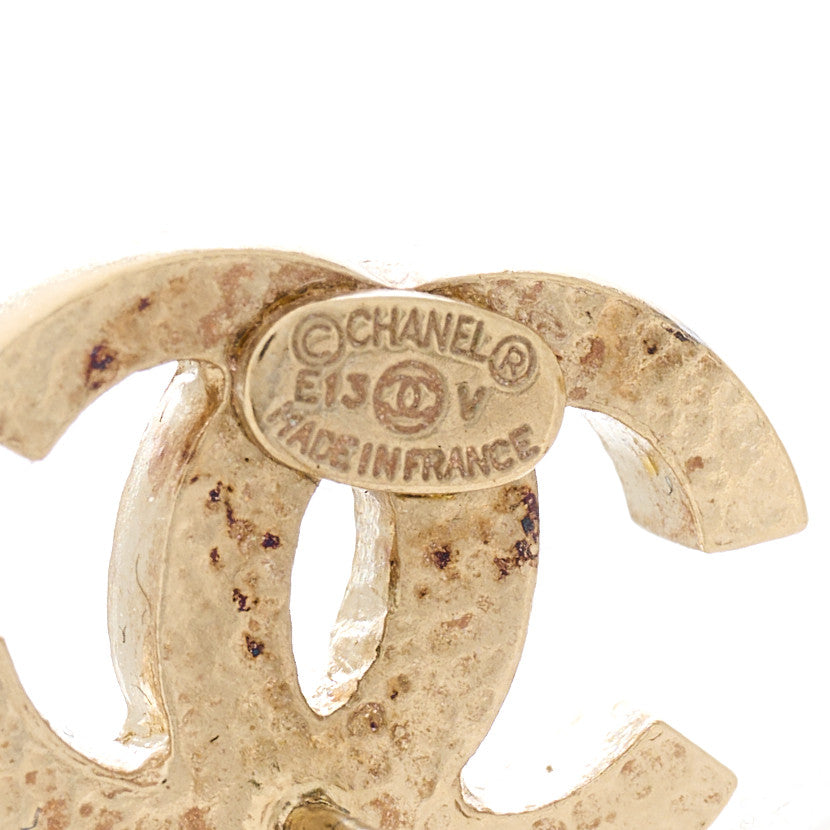 Pearl Quilted CC Drop Earrings Gold