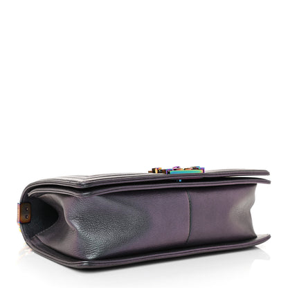Chanel Iridescent Goatskin Quilted Medium Boy Flap Purple 4 of 10