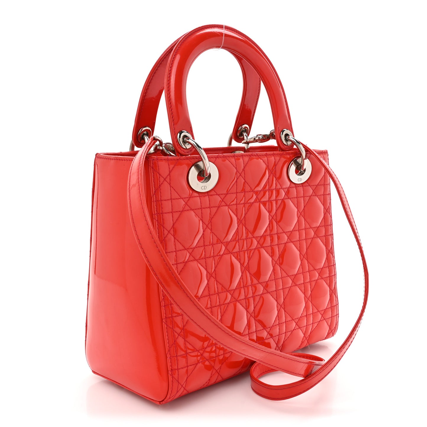 Patent Cannage Medium Lady Dior Red
