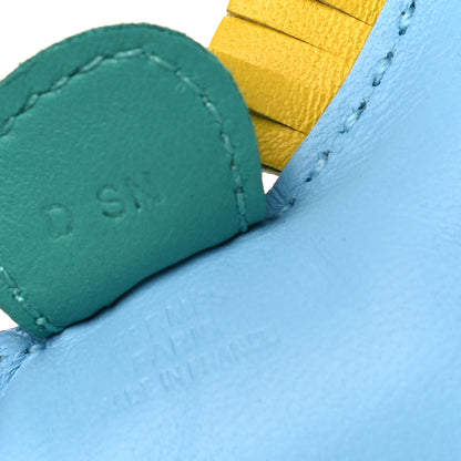 Hermes Milo Lambskin Grigri Rodeo Horse Bag Charm PM Bleu Celeste Lime Malachite 3 of 3