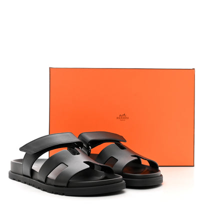 Hermes Calfskin Womens Chypre Sandals 37 Black 9 of 9