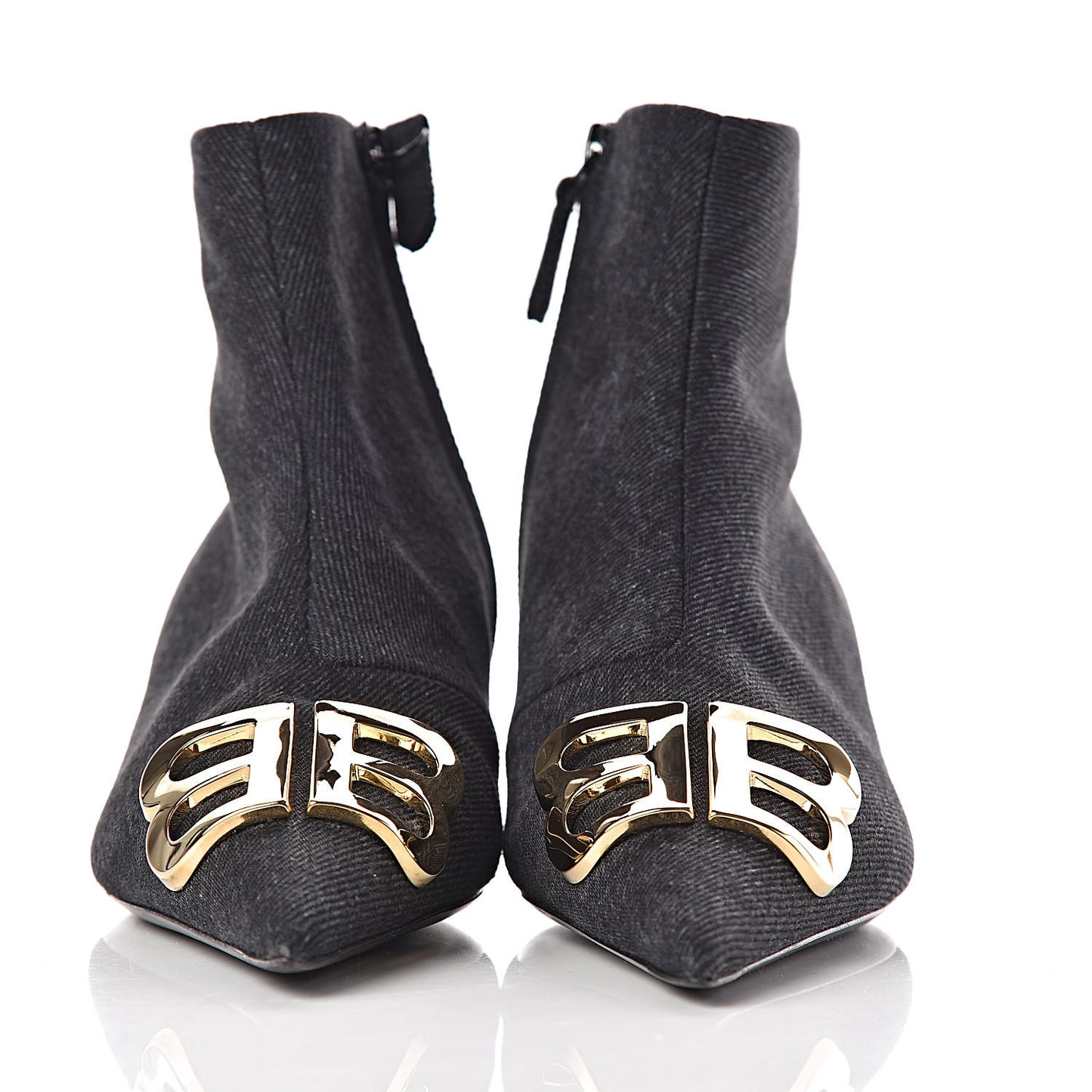Denim BB Pointy Toe Ankle Booties 36 Black Vintage