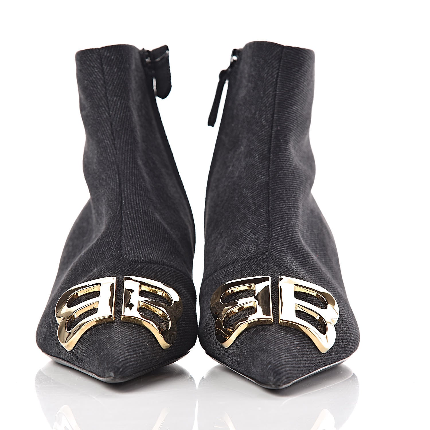 Balenciaga Denim BB Pointy Toe Ankle Booties 36 Black Vintage 2 of 9