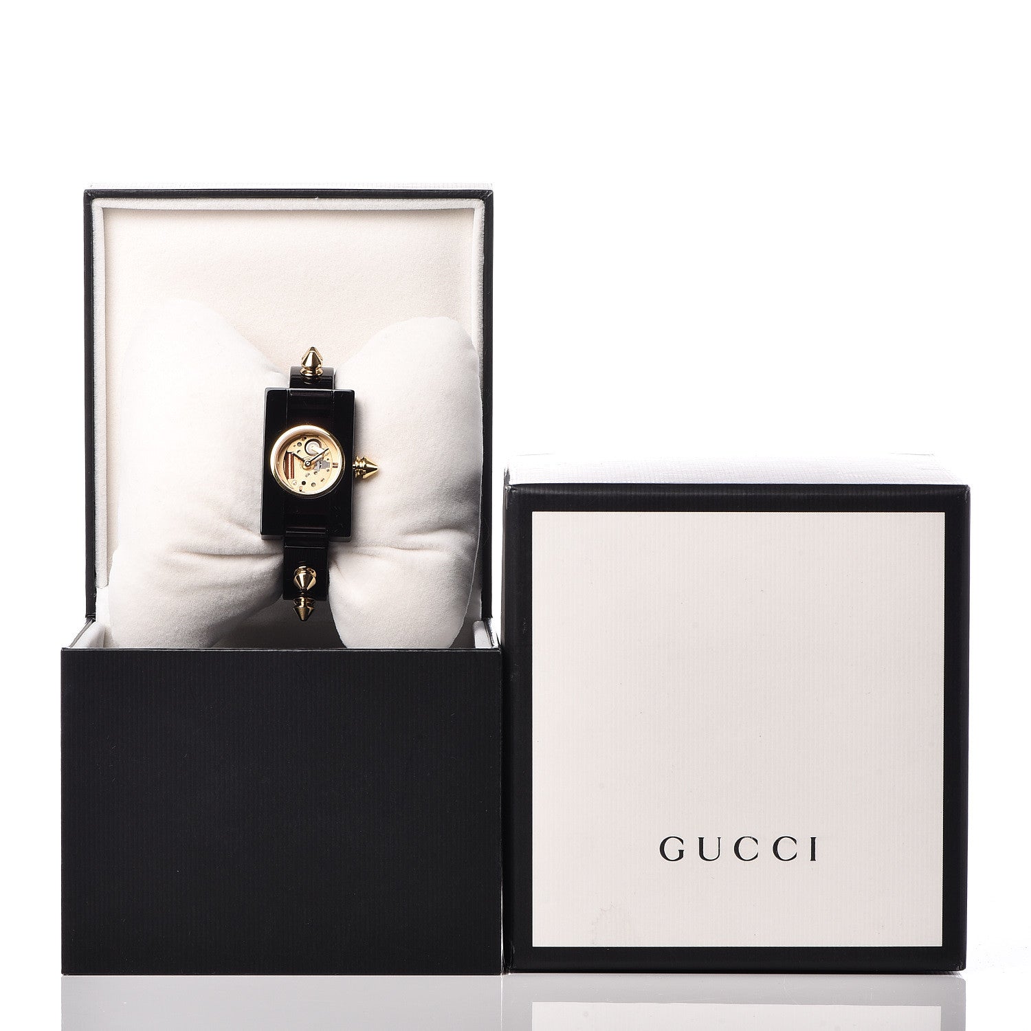 Gucci Stainless Steel Plexiglass 24mm Skeleton Stud Quartz Watch Black 7 of 7