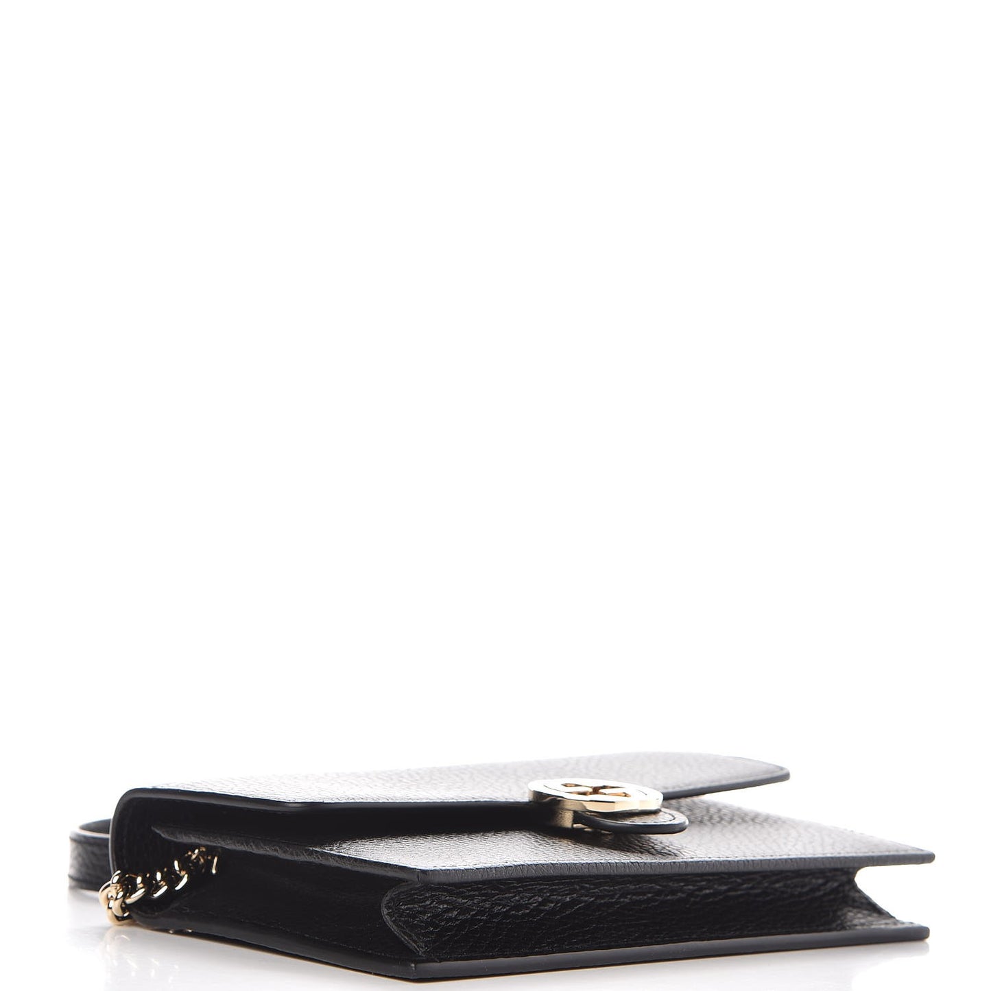 Dollar Calfskin Interlocking G Chain Wallet Black