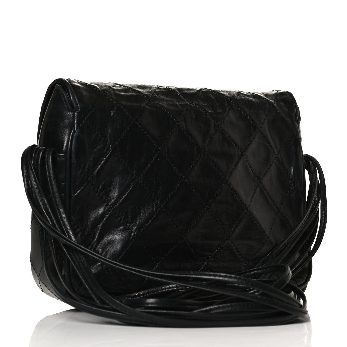 Lambskin Stitched Small Single Flap Black