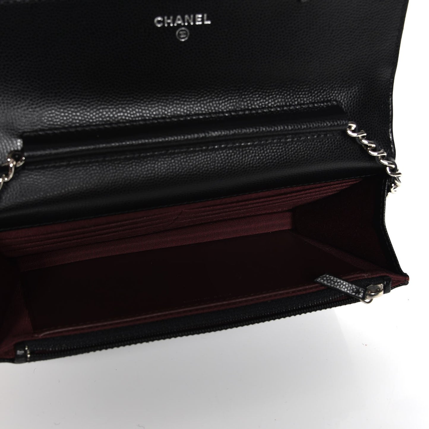 Caviar Chevron Quilted Wallet On Chain WOC Black