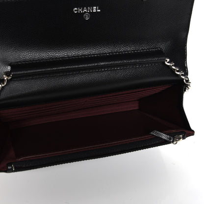 Chanel Caviar Chevron Quilted Wallet On Chain WOC Black 5 of 8