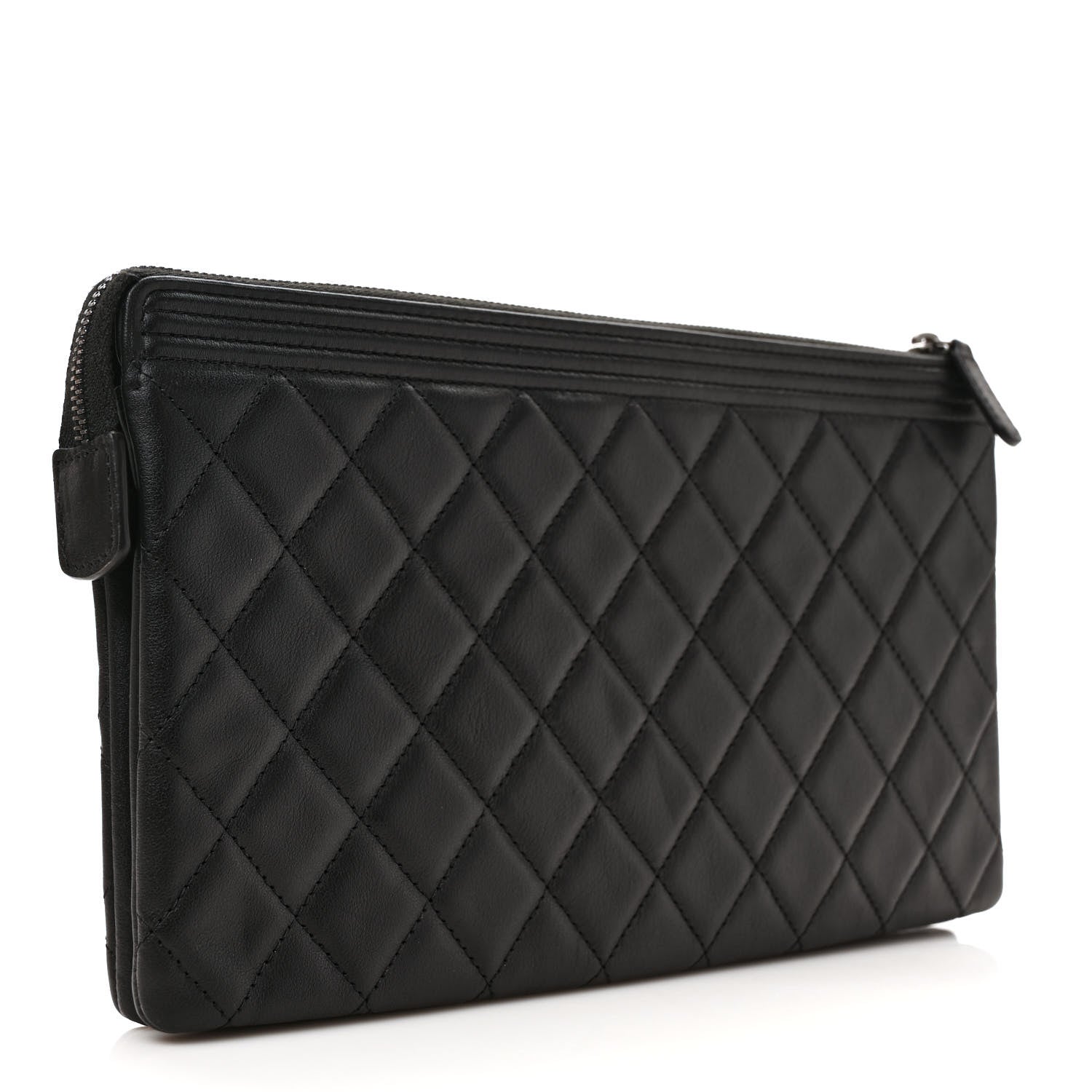 Chanel Calfskin Quilted Small Zipped Boy Pouch Black 3 of 7