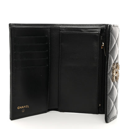 Chanel Caviar Quilted Crystal CC Medium Flap Wallet Black 5 of 9