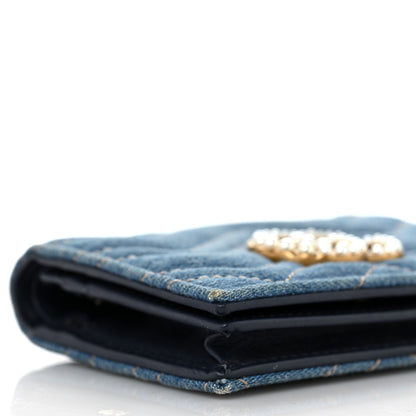 Gucci Denim Matelasse Pearly GG Marmont Card Case Wallet Blue 7 of 9