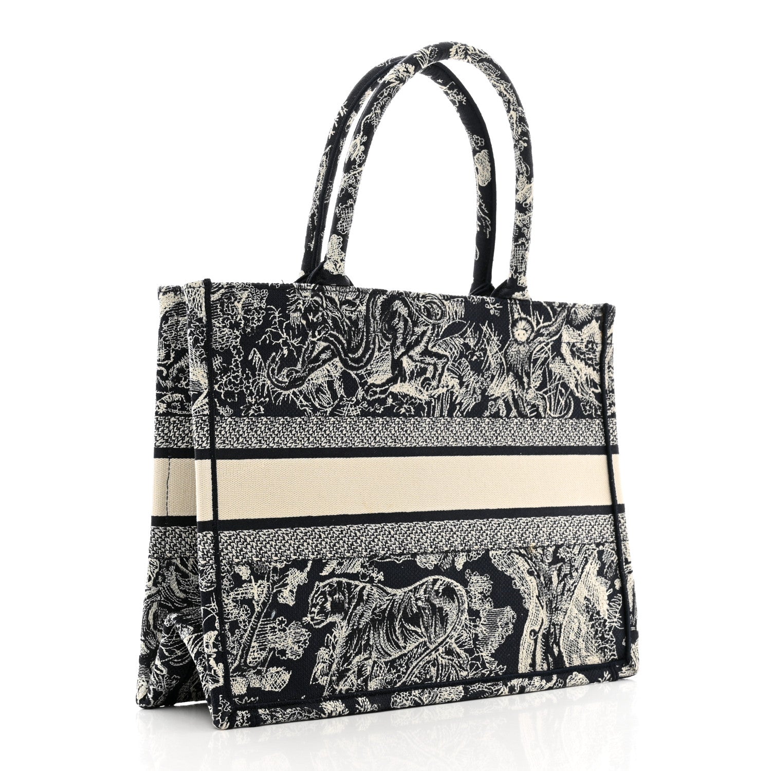 Christian Dior Canvas Embroidered Medium Toile De Jouy Reverse Book Tote Blue 3 of 11