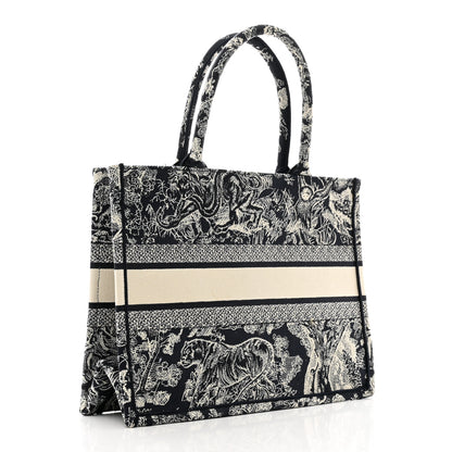 Christian Dior Canvas Embroidered Medium Toile De Jouy Reverse Book Tote Blue 3 of 11
