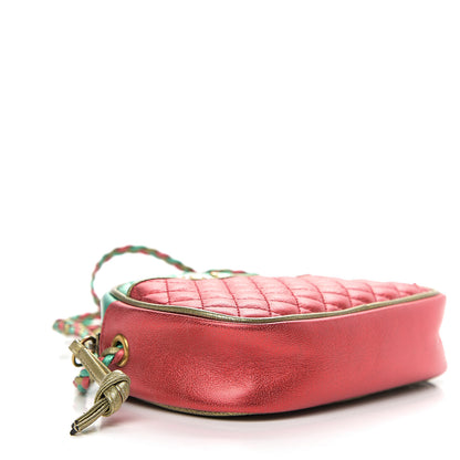 Gucci Laminated Nappa Trapuntata Mini Zumi Dome Shoulder Bag Rosso Jasmine Green Rame 3 of 8