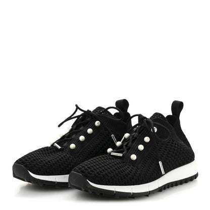 Jimmy Choo Veles Knit Pearly Lace Up Sneaker 36.5 Black 4 of 9