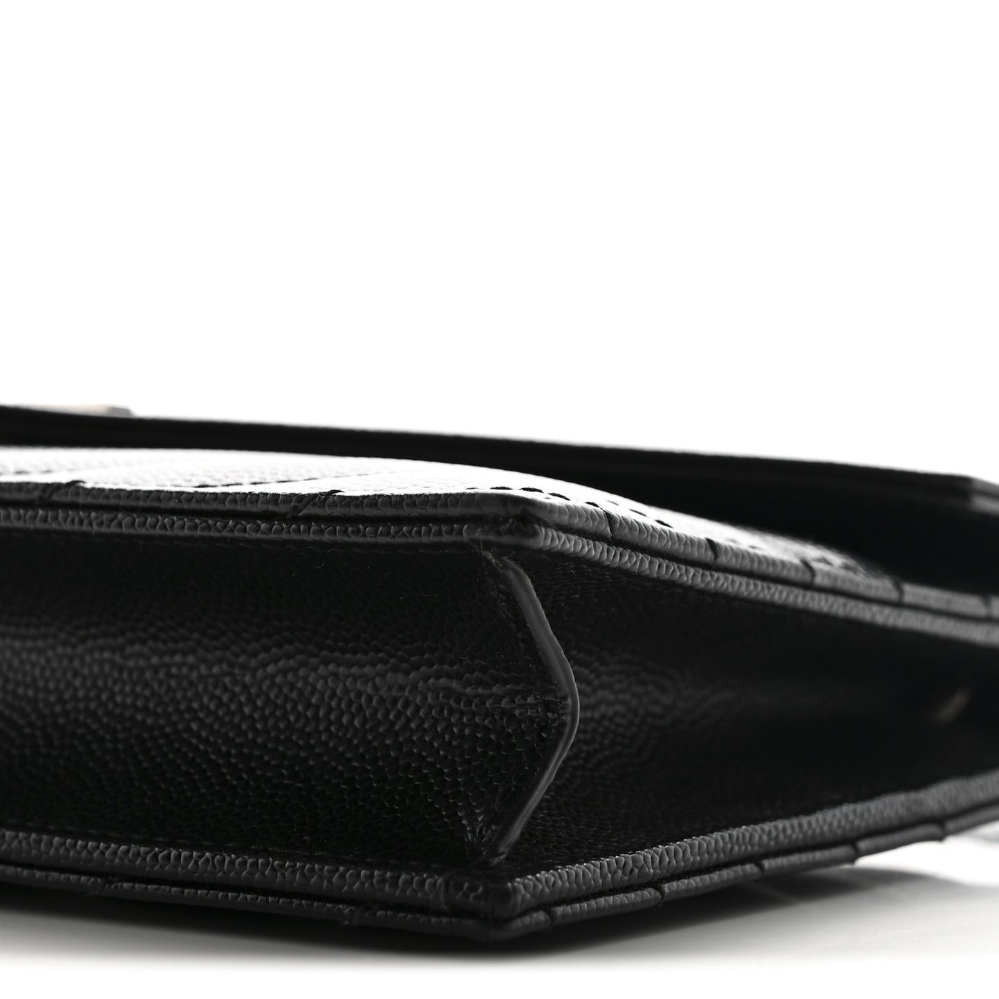 Grain De Poudre Matelasse Chevron Monogram Envelope Chain Wallet Black