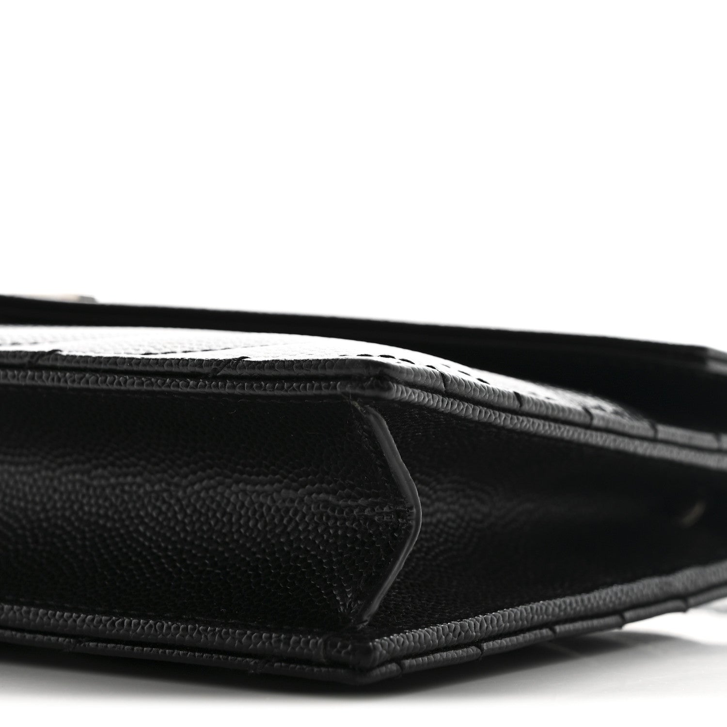 Saint Laurent Grain De Poudre Matelasse Chevron Monogram Envelope Chain Wallet Black 10 of 10