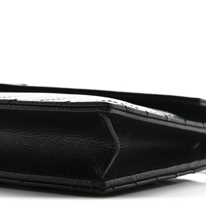 Saint Laurent Grain De Poudre Matelasse Chevron Monogram Envelope Chain Wallet Black 10 of 10