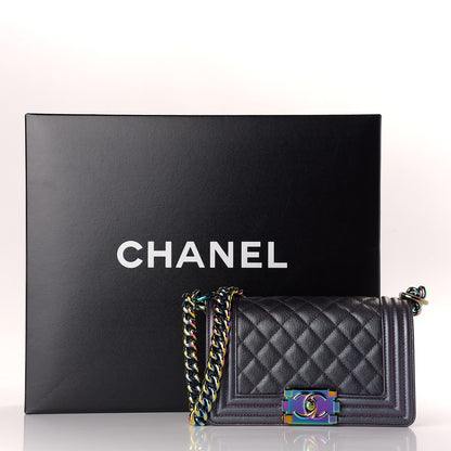 Chanel Iridescent Goatskin Quilted Small Boy Flap Purple 12 of 12