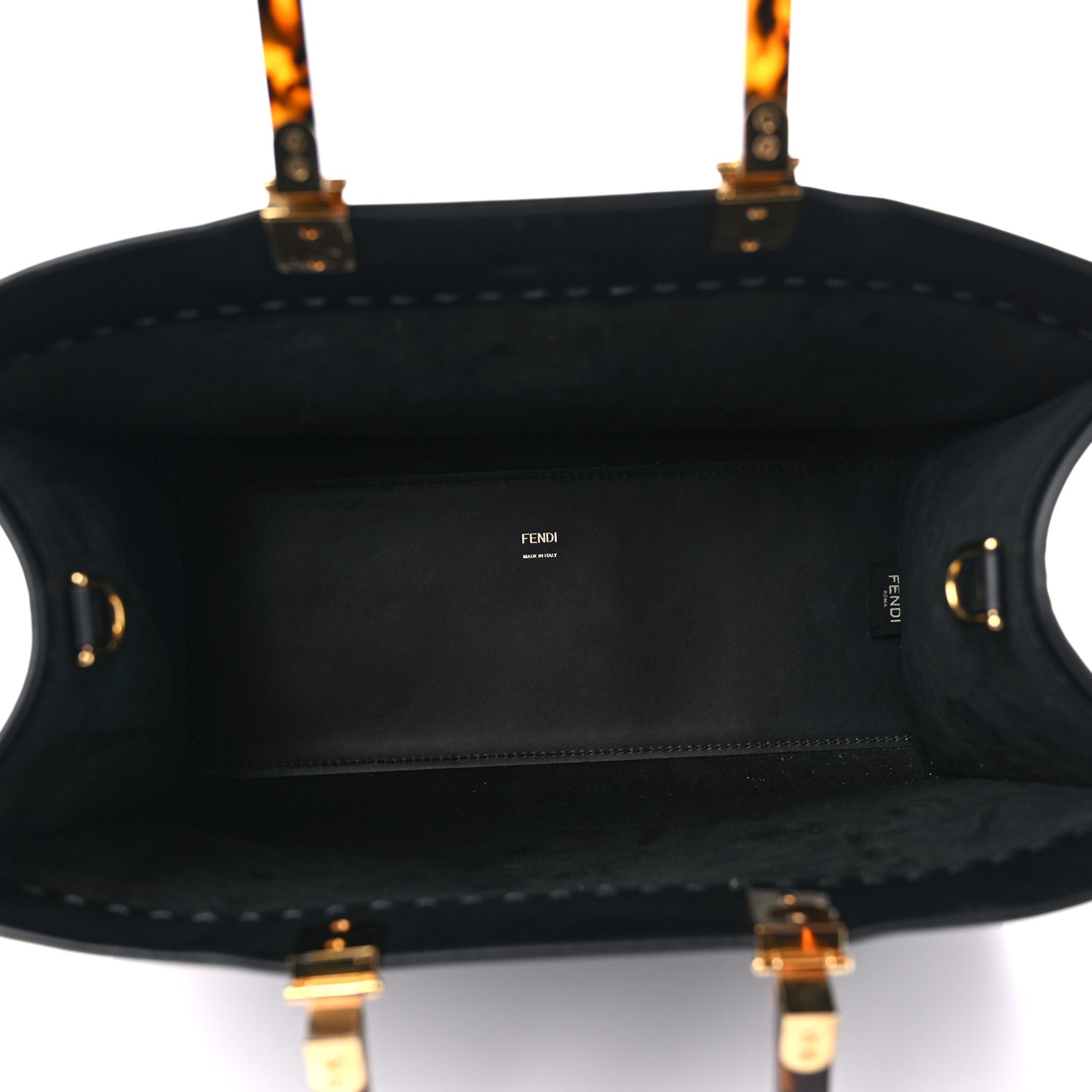 Vitello King Plexiglass Medium Fendi Sunshine Shopper Tote Black