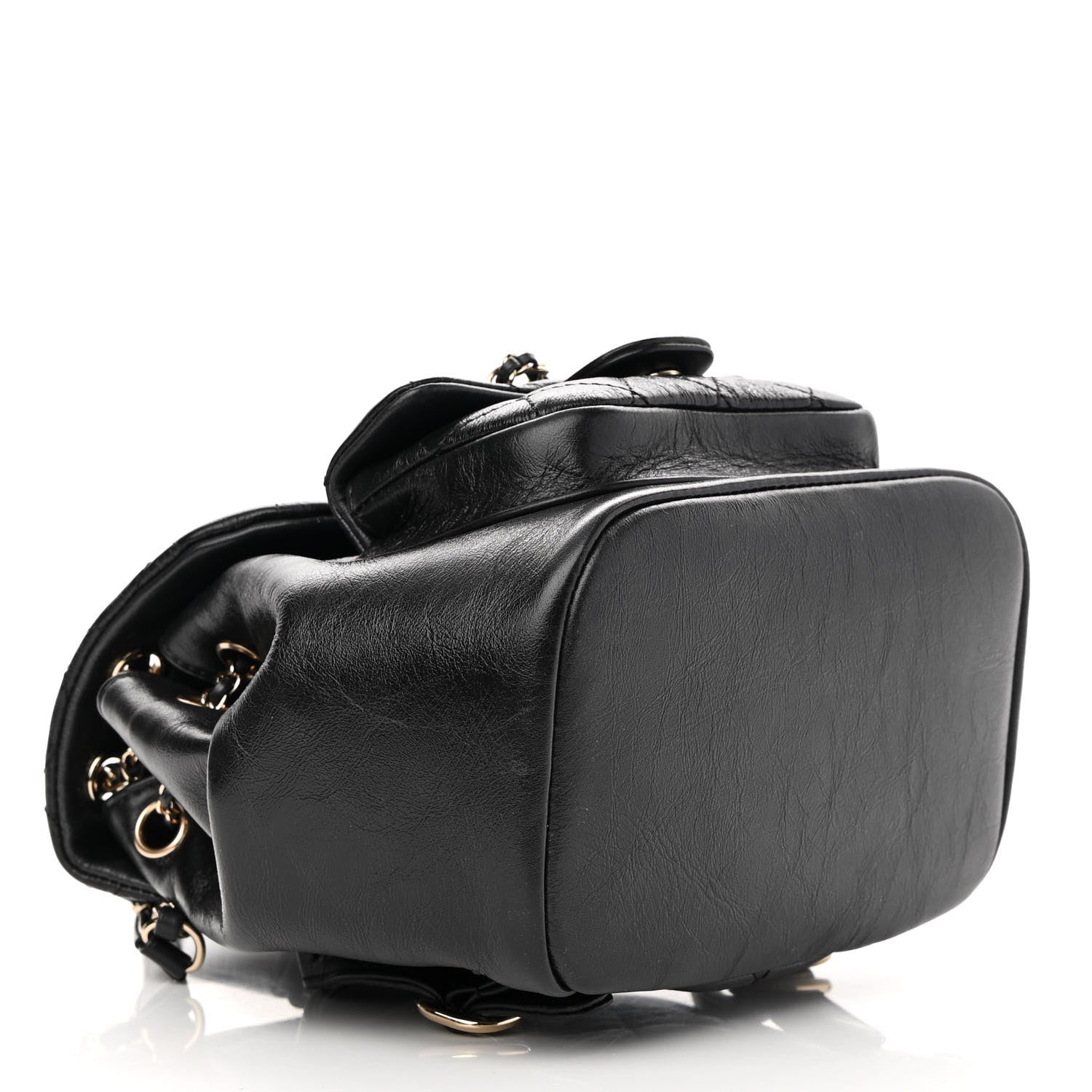 Chanel Glazed Aged Calfskin Quilted Small Duma Drawstring Backpack Black 4 of 10