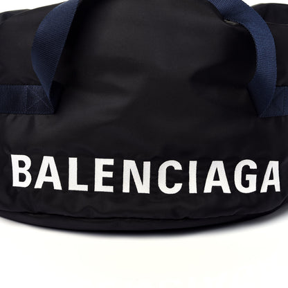 Balenciaga Textured Sport Nylon Logo Embroidered S Wheel Gym Bag Black Bleu Navy 10 of 10