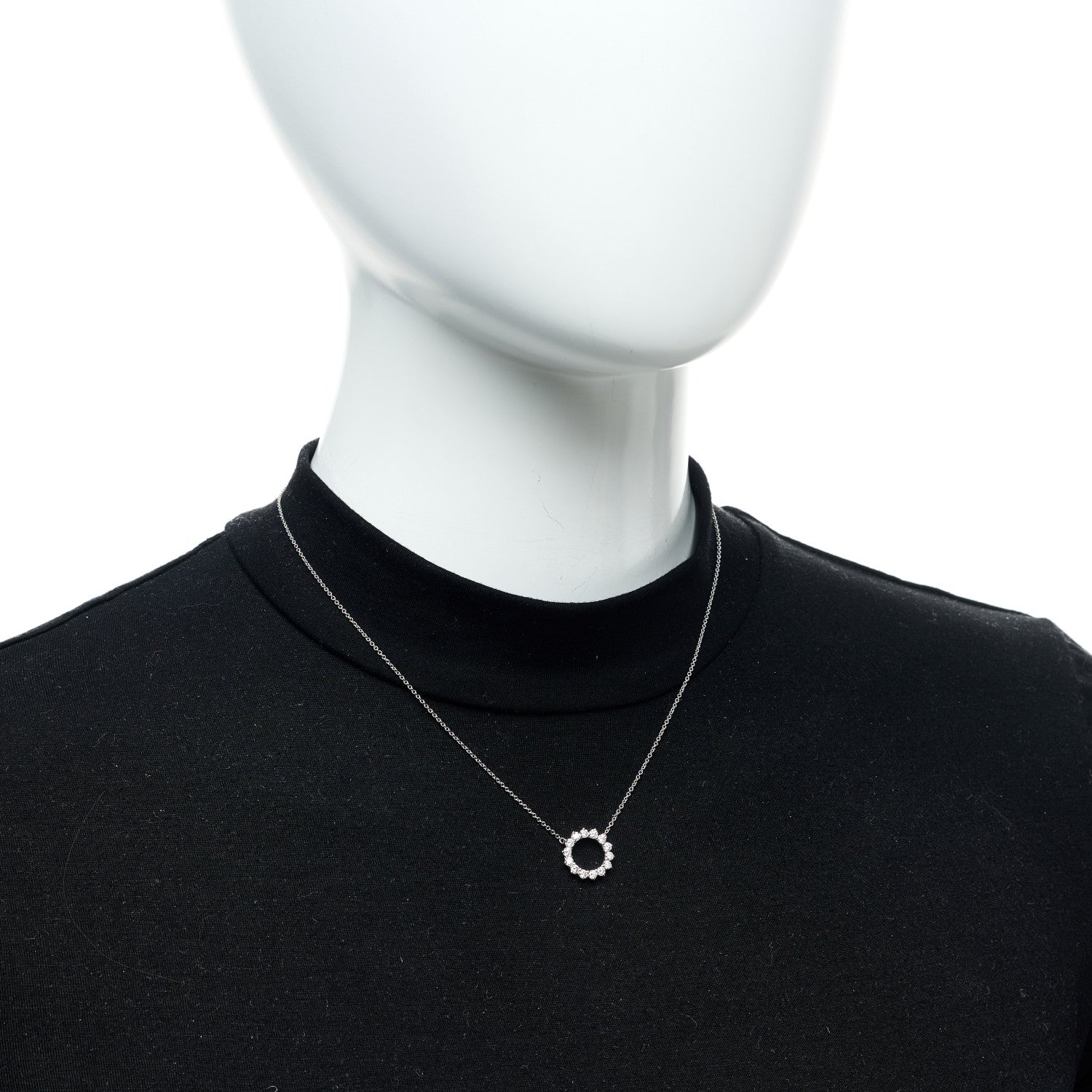 Tiffany Platinum Diamond Small Open Circle Pendant Necklace 2 of 6