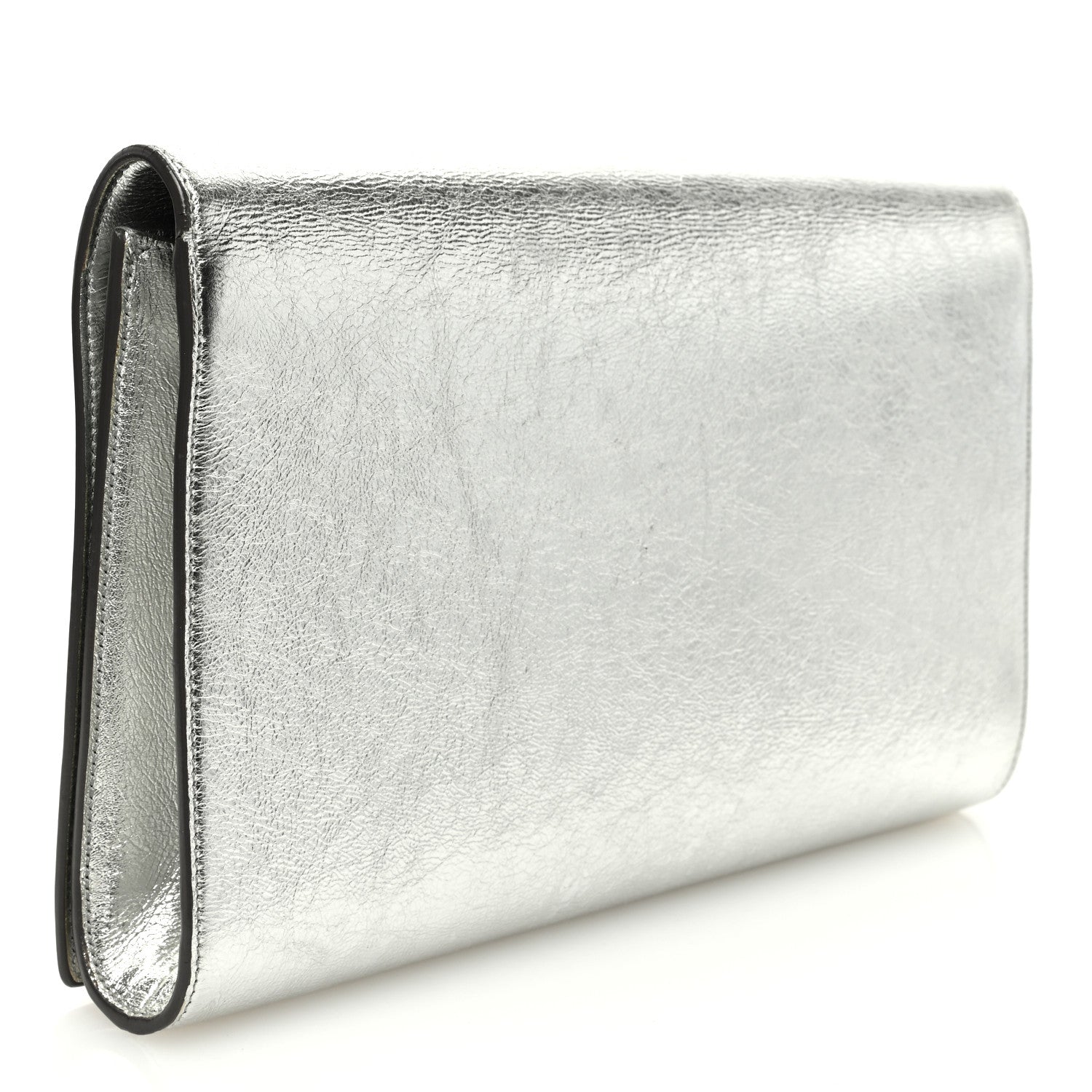 Saint Laurent Metallic Calfskin Monogram Large Belle De Jour Clutch Silver 3 of 6
