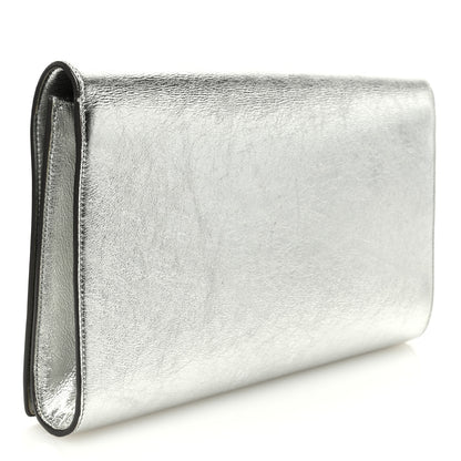 Saint Laurent Metallic Calfskin Monogram Large Belle De Jour Clutch Silver 3 of 6