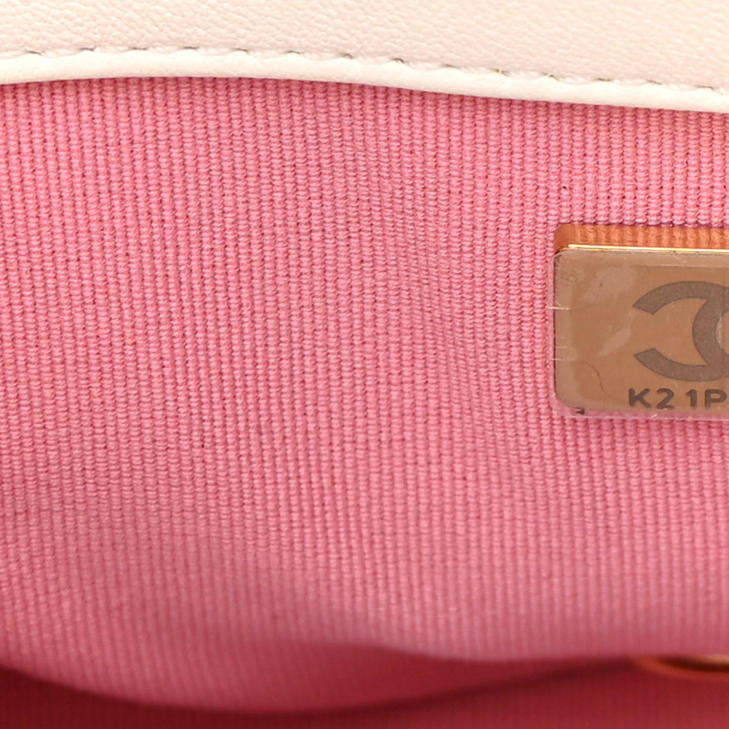 Lambskin Quilted Logo Mini Flap With Handle White