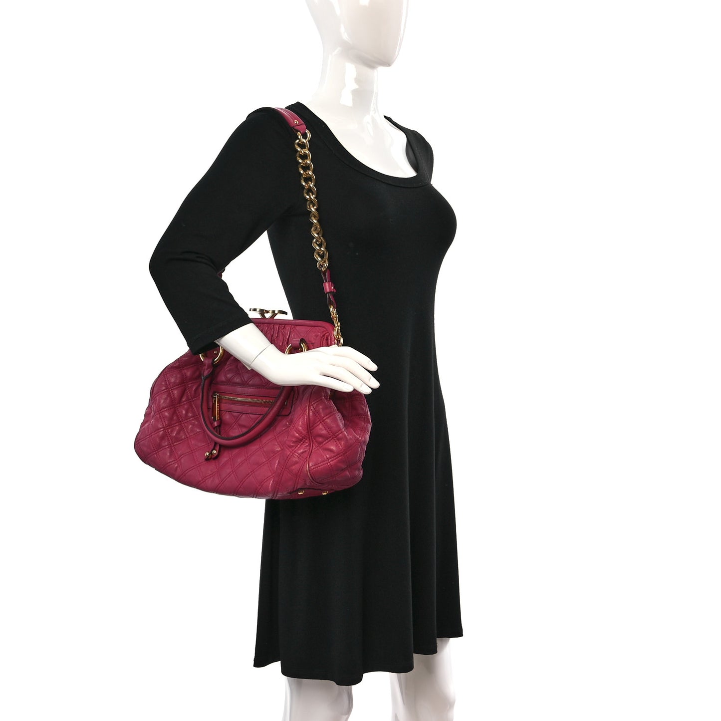 Calfskin Quilted Leather Stam Bag Pink