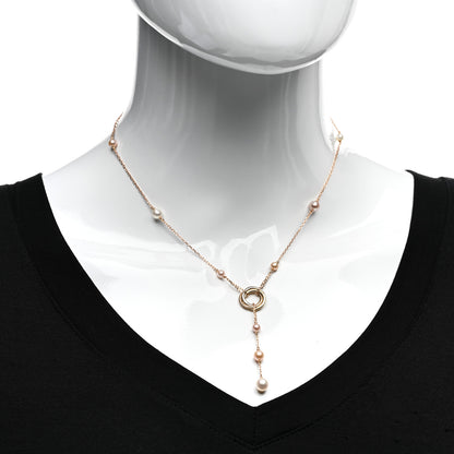 Cartier 18K Pink Yellow White Gold Pearl Trinity Drop Necklace 2 of 4
