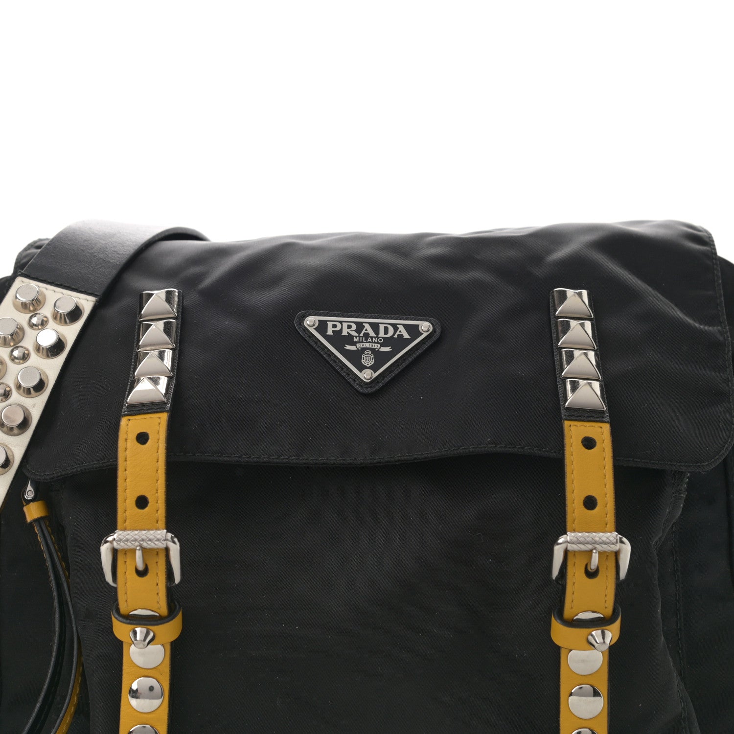 Prada Nylon New Vela Studded Messenger Black Soleil 9 of 13