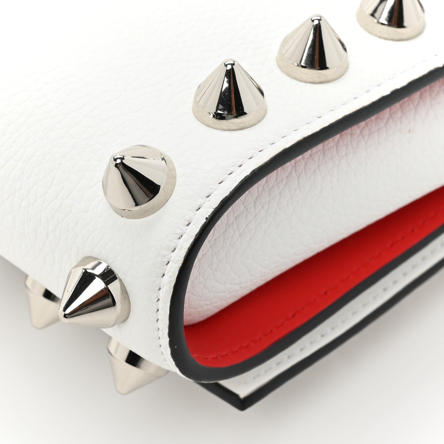 Calfskin Empire Maxi Spikes Paloma Clutch White