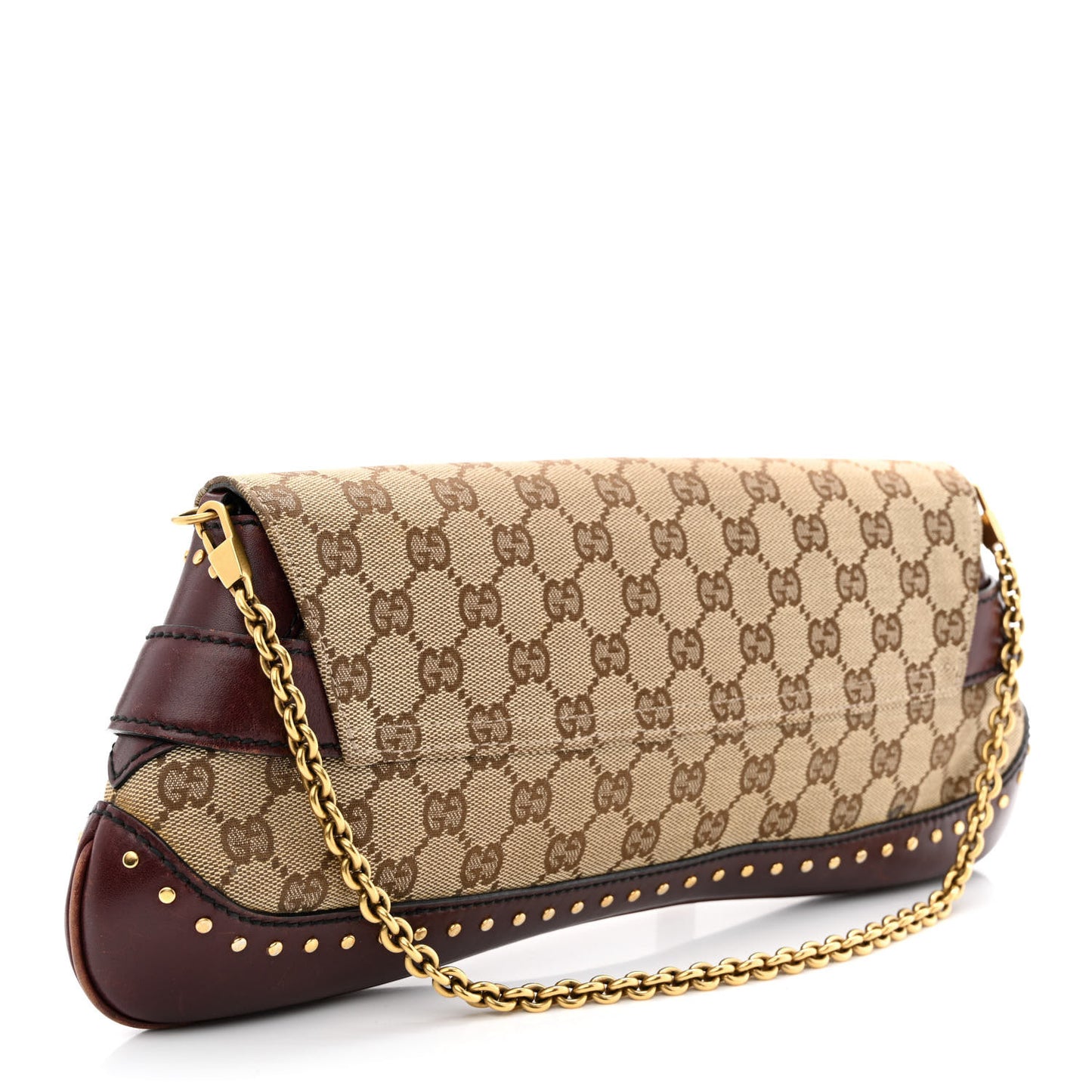 Monogram Studded Horsebit Clutch Bordeaux